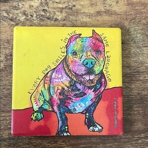 Colorful Pitbull coater (1) Tile - Yellow Background